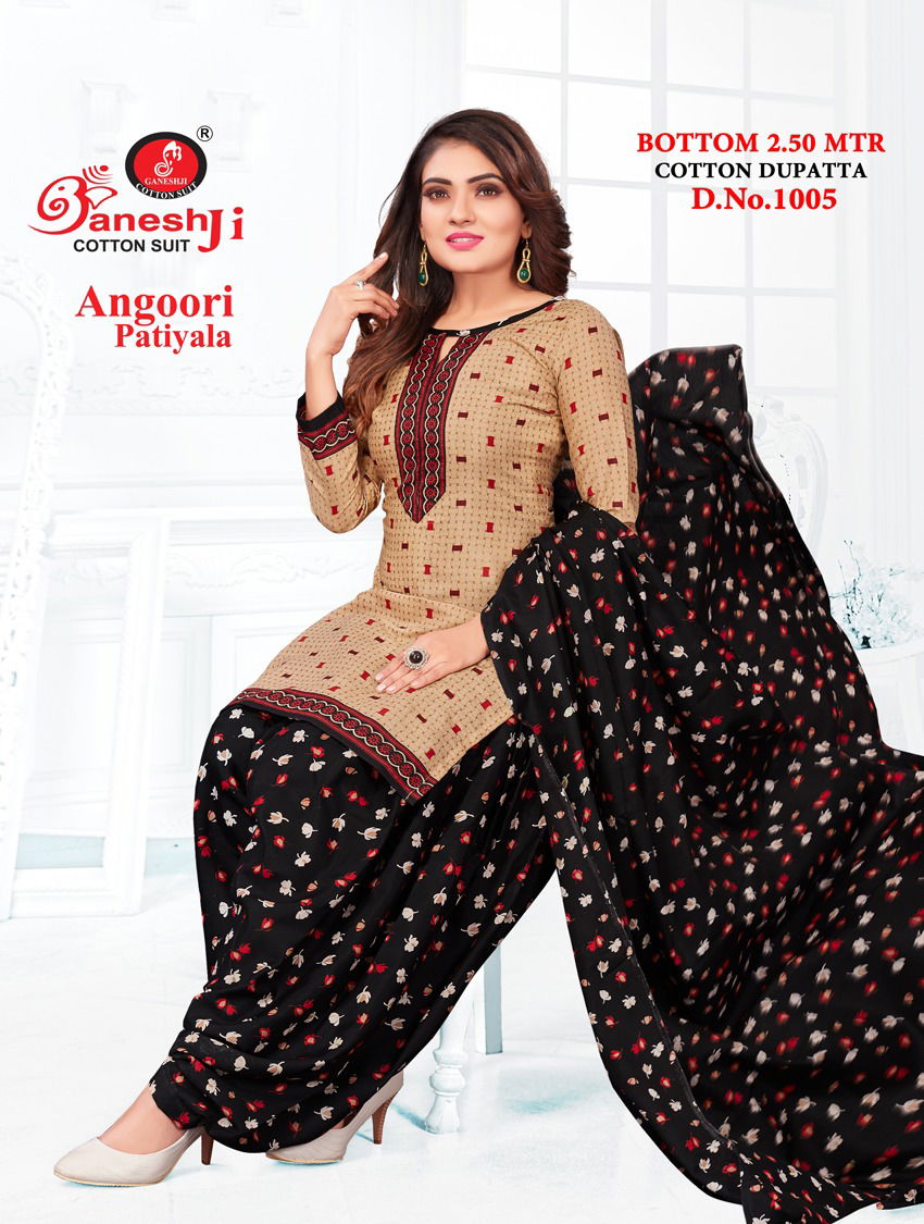 Ganeshji Angoori Patiyala 1 Indo Fancy casual Daily Wear Printed Cotton Dress Material Collection